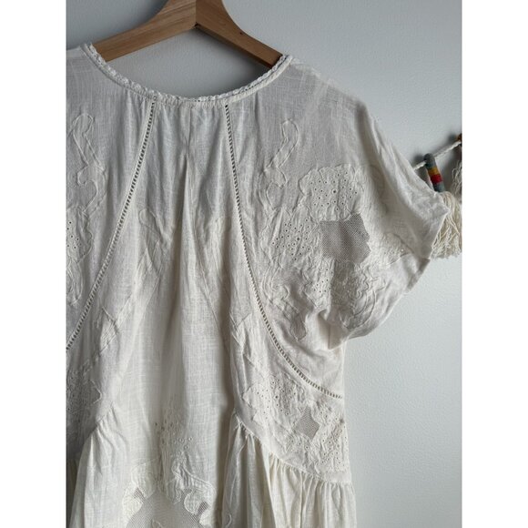 Free People Daylight Crochet Embroidered Mini Babydoll Dress Ivory Coquette M - Picture 13 of 13